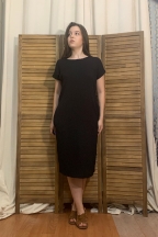 Μαύρο φόρεμα μακρύ καθημερινό με τσέπες