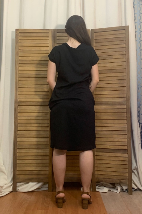 Μαύρο φόρεμα μακρύ καθημερινό με τσέπες