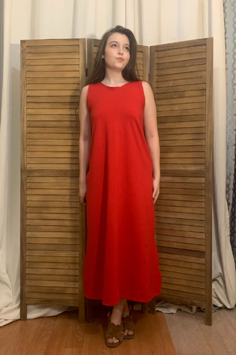 Μάξι κόκκινο φόρεμα καλοκαιρινό