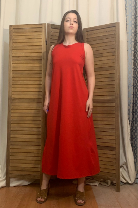 Μάξι κόκκινο φόρεμα καλοκαιρινό