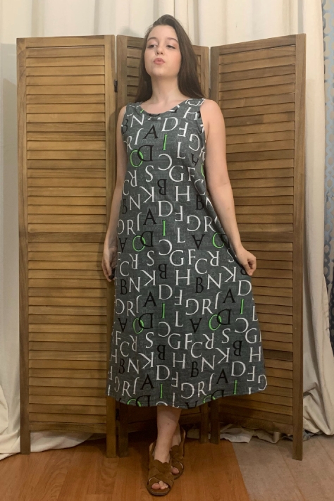 Μάξι φόρεμα καλοκαιρινό με σχεδιασμένο ύφασμα