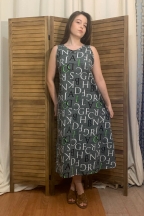 Μάξι φόρεμα καλοκαιρινό με σχεδιασμένο ύφασμα