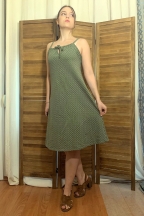 Εμπριμέ γυναικείο καλοκαιρινό φόρεμα με τιράντες από πικέ ύφασμα