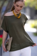 Χακί Κοντομάνικη Γυναικεία Μπλούζα Chiccy