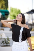 Μαύρη Κοντομάνικη Μπλούζα Chiccy