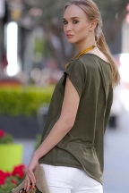 Χακί Κοντομάνικη Γυναικεία Μπλούζα Chiccy