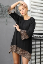 Μαύρο χιτώνα με λεοπάρ λεπτομέρειες